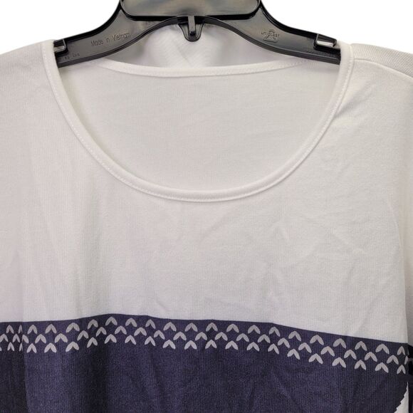 Women Abstract Geometric Long Sleeve Top Gray/White/Black Pullover 4X-Large - Picture 3 of 7